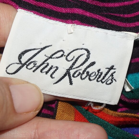 Vintage 80s Rainbow Print Dress - Picture 7 of 11